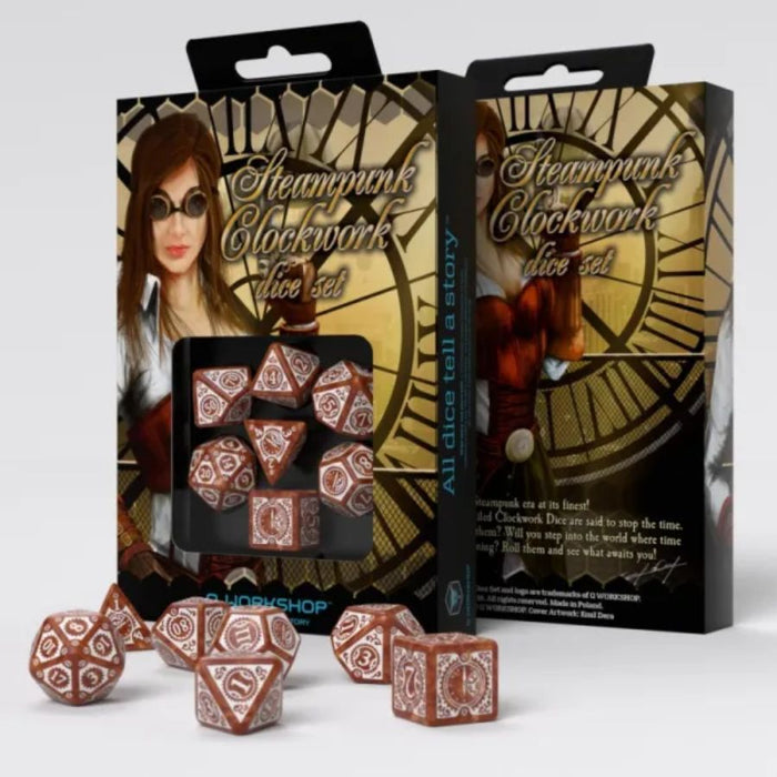 Steampunk Clockwork Caramel/White - Dice Set